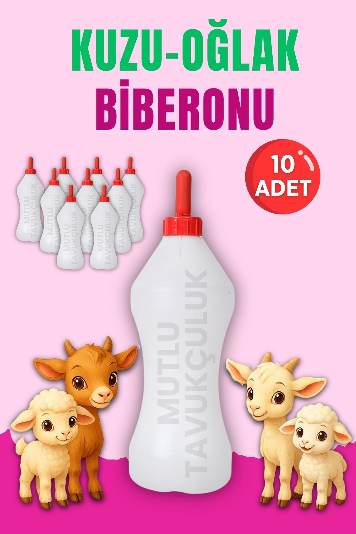 mutlu tavukçuluk 10 Adet Biberon Kuzu Oğlak Biberonu Küçükbaş Koyun Keçi Süt Verme Emzirme Biberon