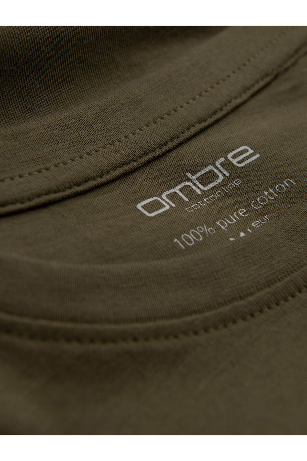 OMBRE-Herren BASIC Longsleeve mit Rundhalsausschnitt - dunkeloliv V7 OM-LSBL-0106 L 7