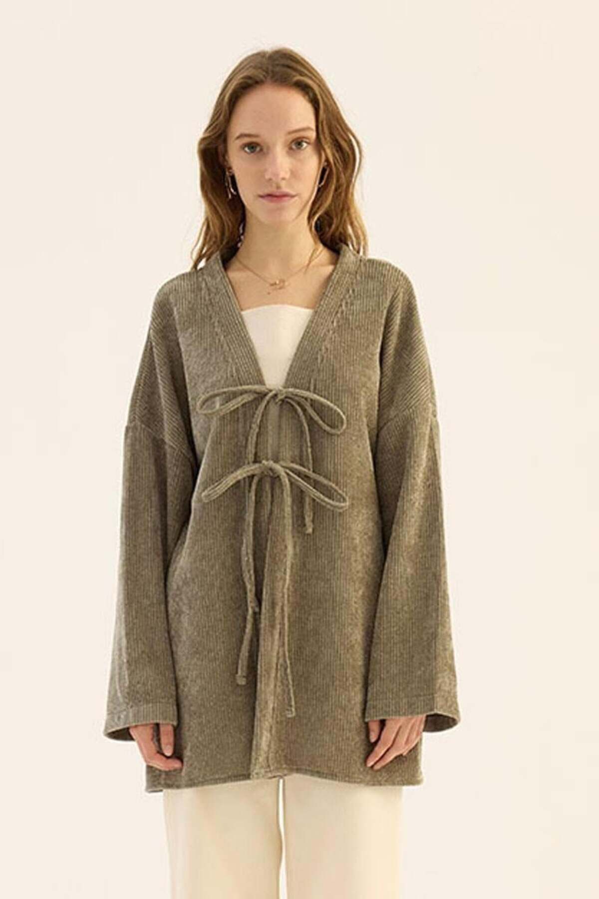 ALYOSHA FASHION Örgü Kimono Çağla