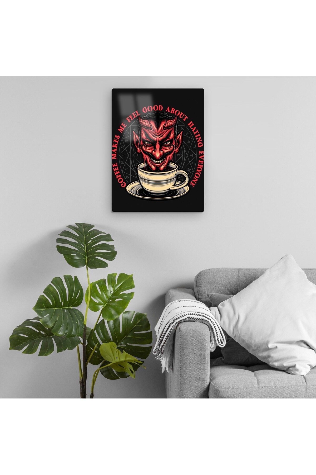 Pixxa Kahve - Coffee Makes Me Feel Good About Hating Everyone Metal Tablo Model 1
