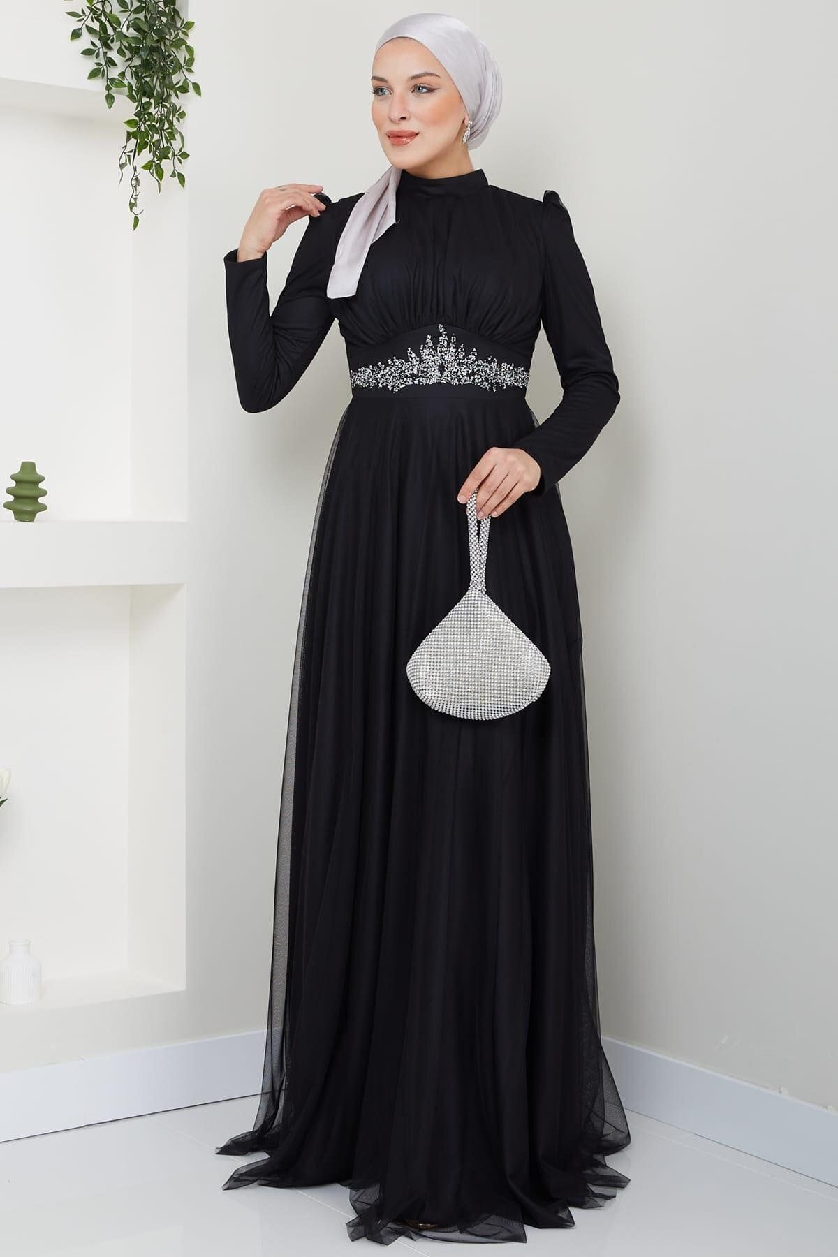Esilanur Sultan Tesettür Abiye Siyah