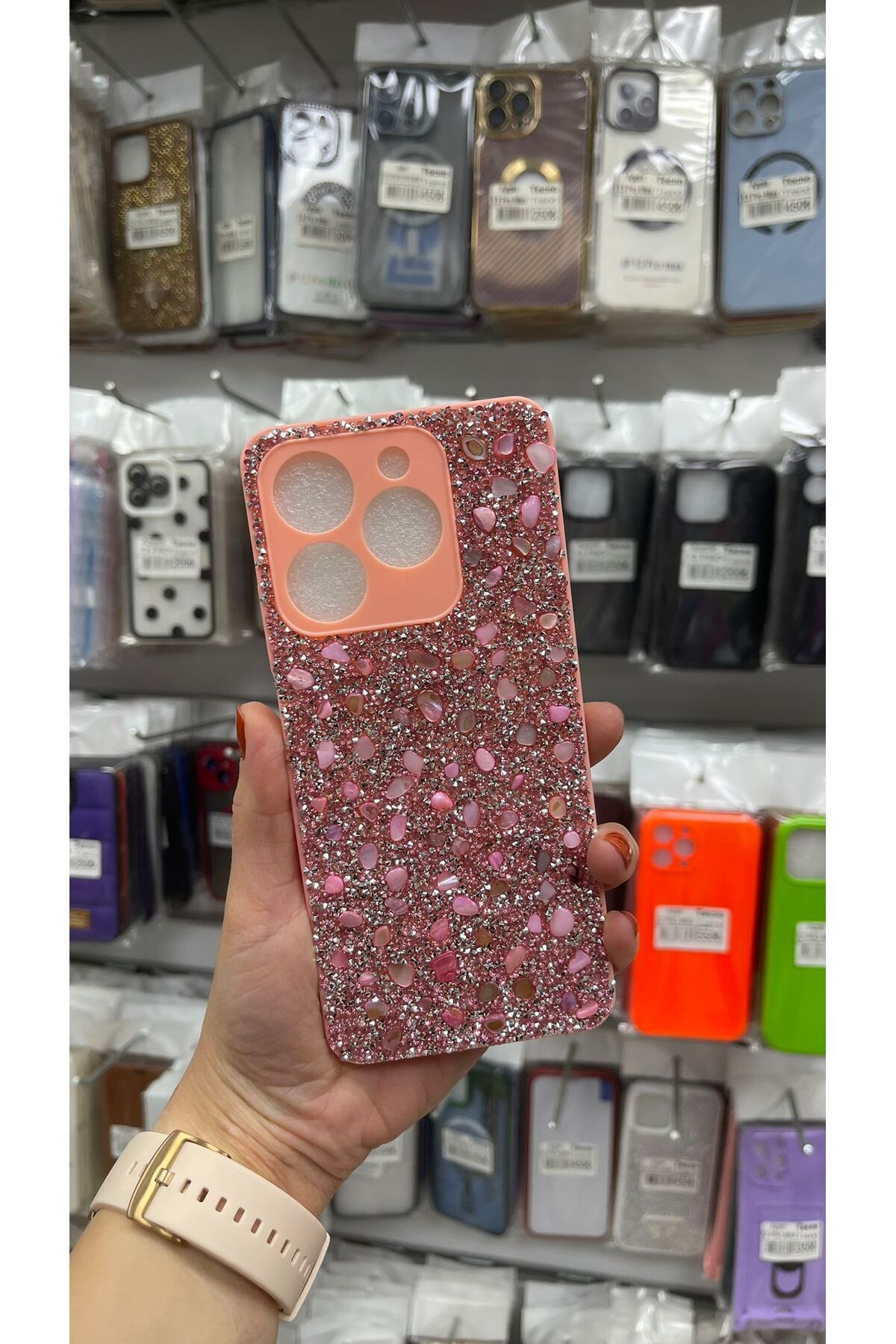 TECNOTREND Realme C63 Kılıf Parlak Taşlı Tasarım Pırlanta Kapak