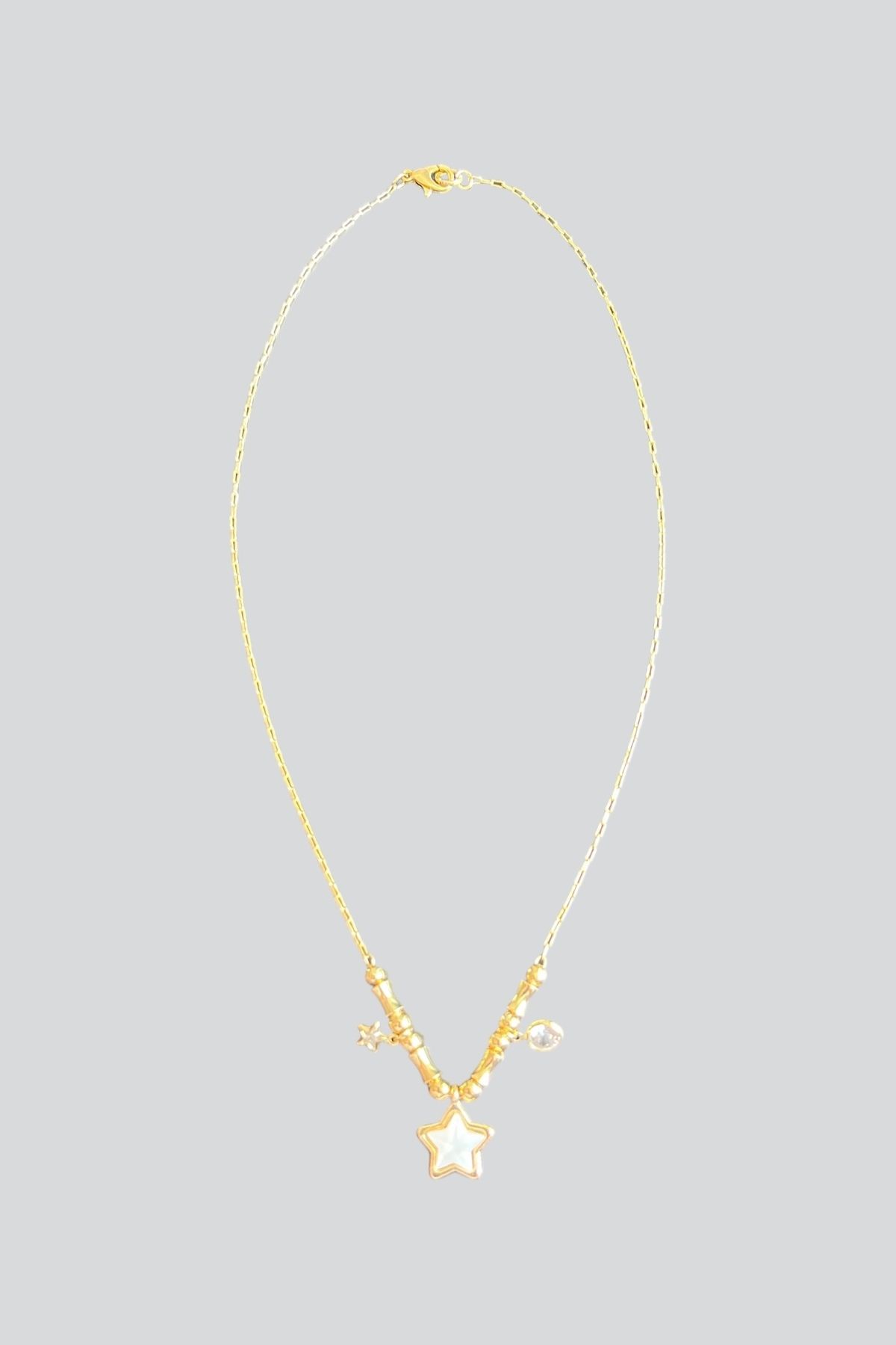 stravis Gold Renk Yıldızlı ve Taşlı Kolye