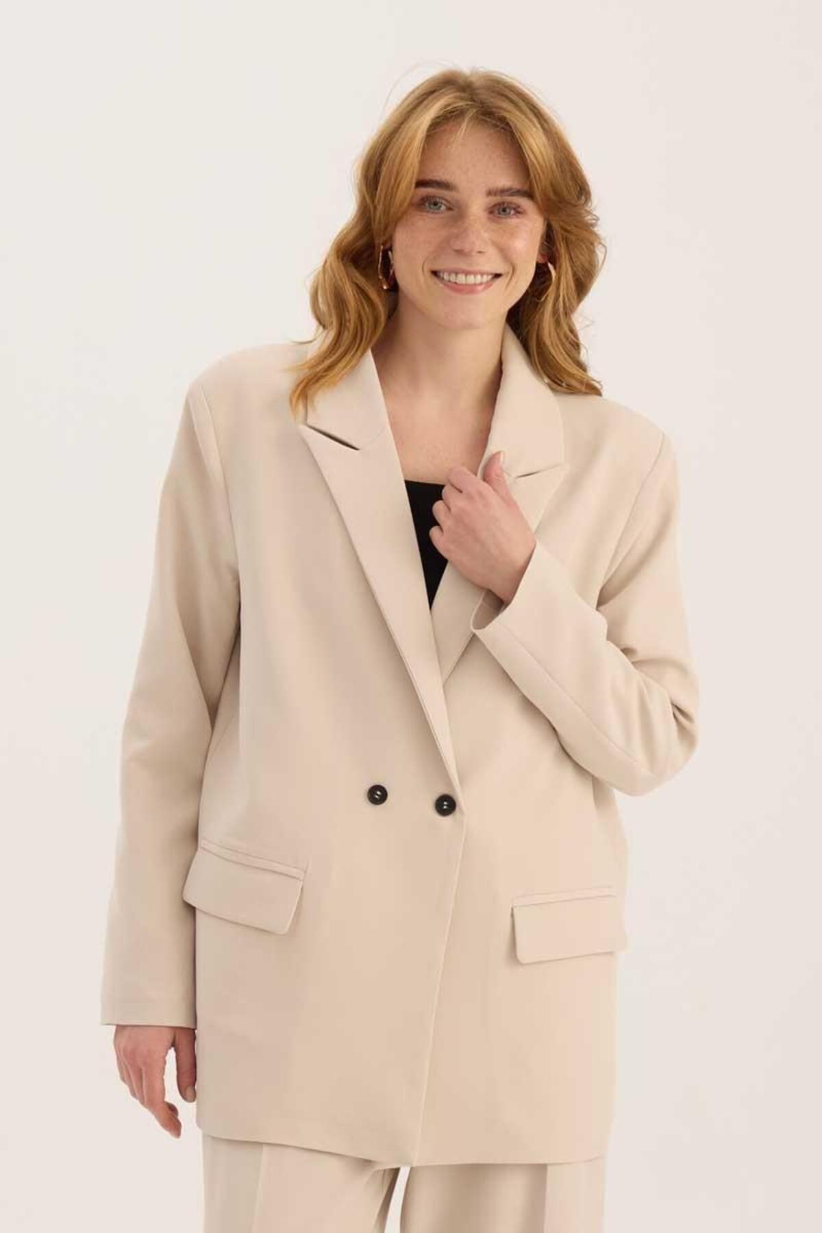 ALYOSHA FASHION Klasik Kesim Blazer Taş