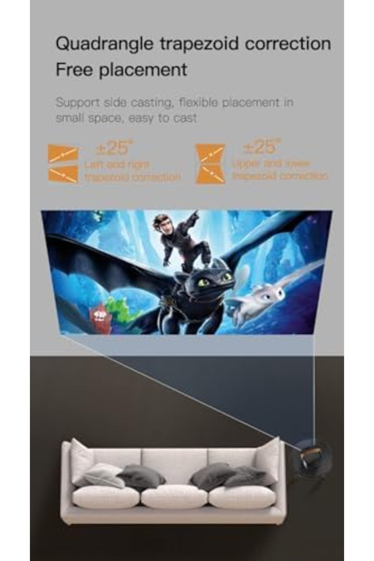 UMİİO-Inder Umiio A008 Intelligent Screen Projector 5G WiFi Bluetooth Quadrangle Trapezoid 1080P Android P 4