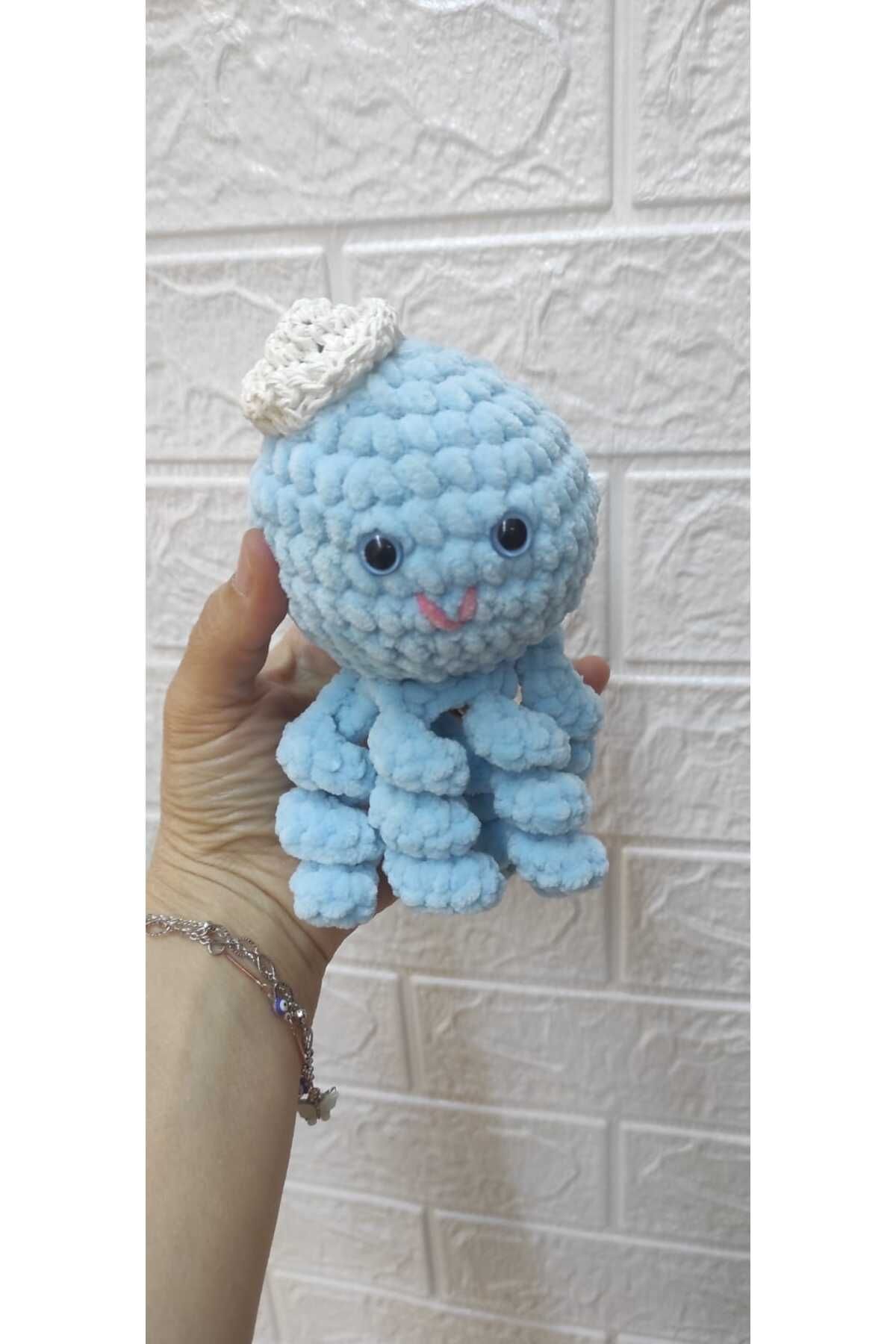 Müjde Tuhafiye Amigurumi El Örgüsü Ahtapot Mavi