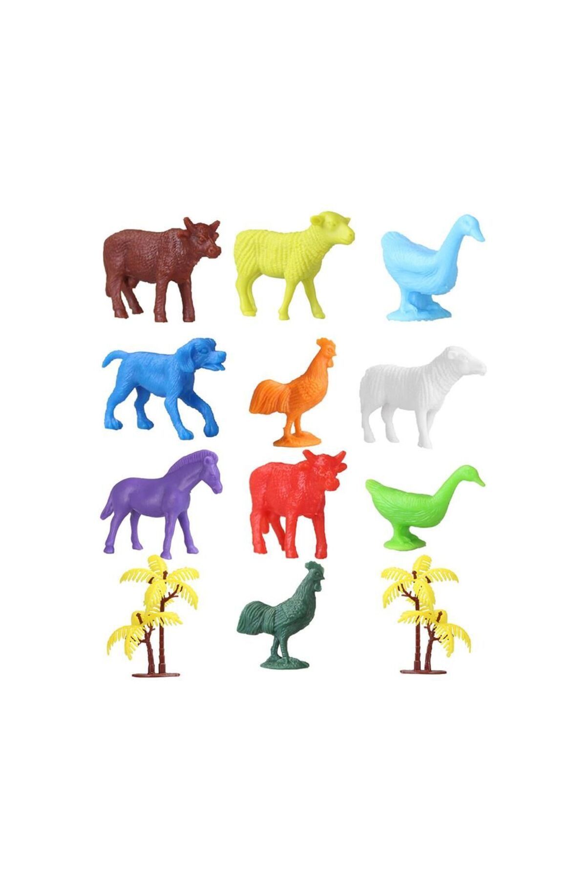 swilex 676 Toy Play 12 Parça Renkli Mini Çiftlik Hayvanları Figür Seti 4-6 cm