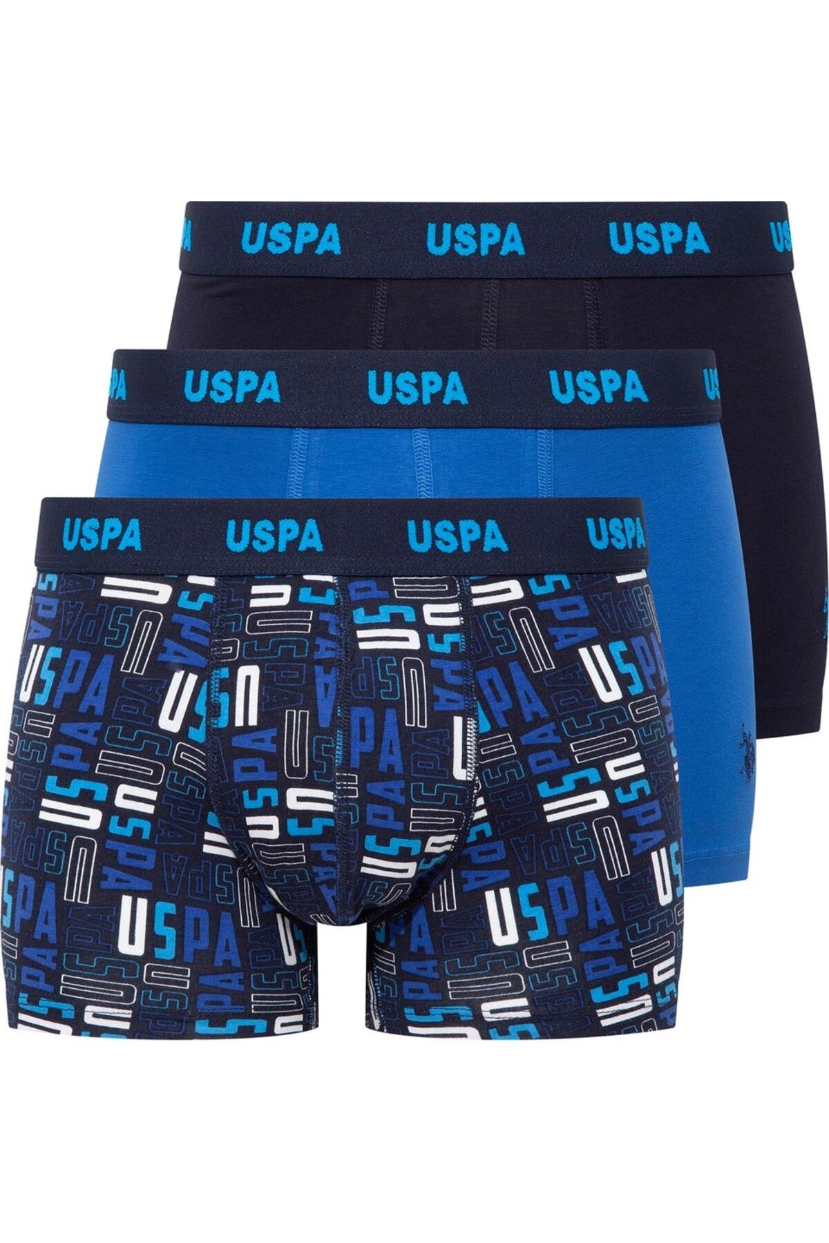 U.S. Polo Assn. U.S. Polo Assn. Erkek 80509 Lacivert-Saks-Baskılı 3'lü Boxer