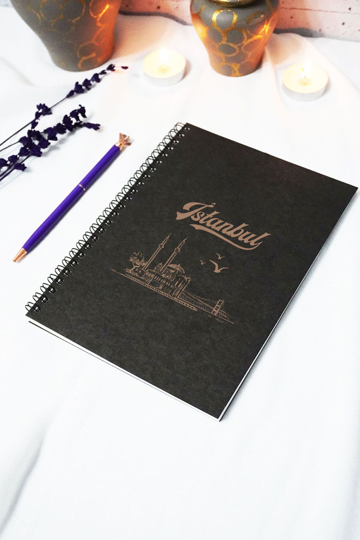 markcat A5 İstanbul Temalı Siyah Kraft Kapaklı Defter - Çizgili Defter - 60 yaprak (120 sayfa) 15x21 cm