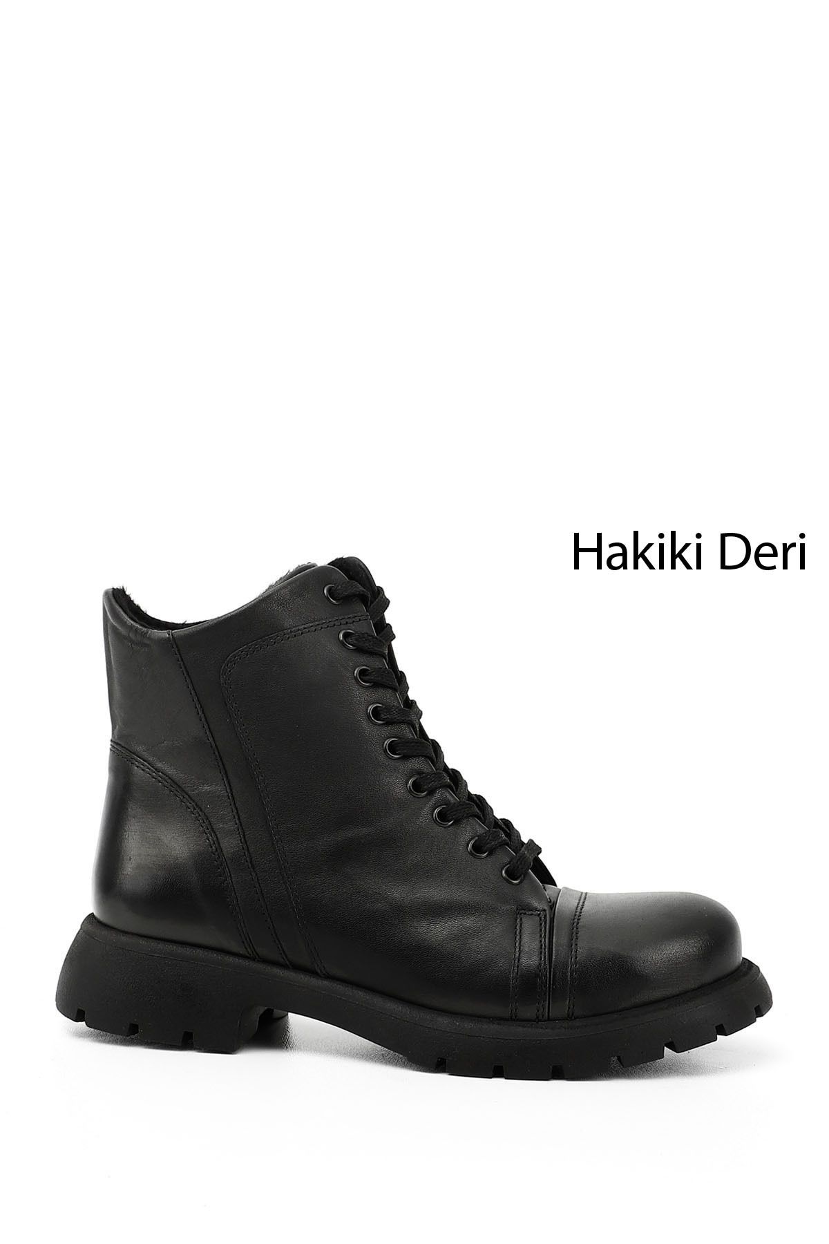 GÖNDERİ(R) Kadın / Kız Siyah Fermuarlı Hakiki Deri Postal Bot