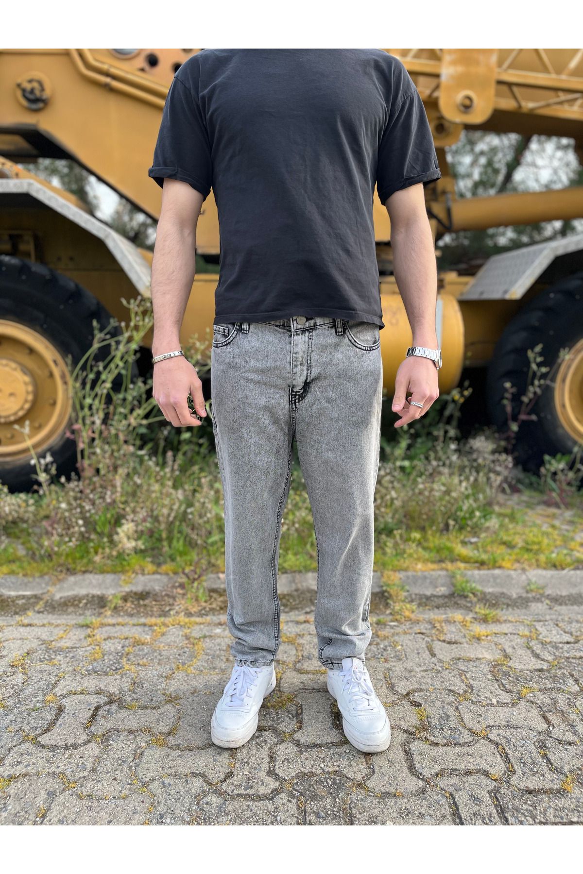 G Wear Erkek Rahat Kalıp Gri Boyfriend Jean