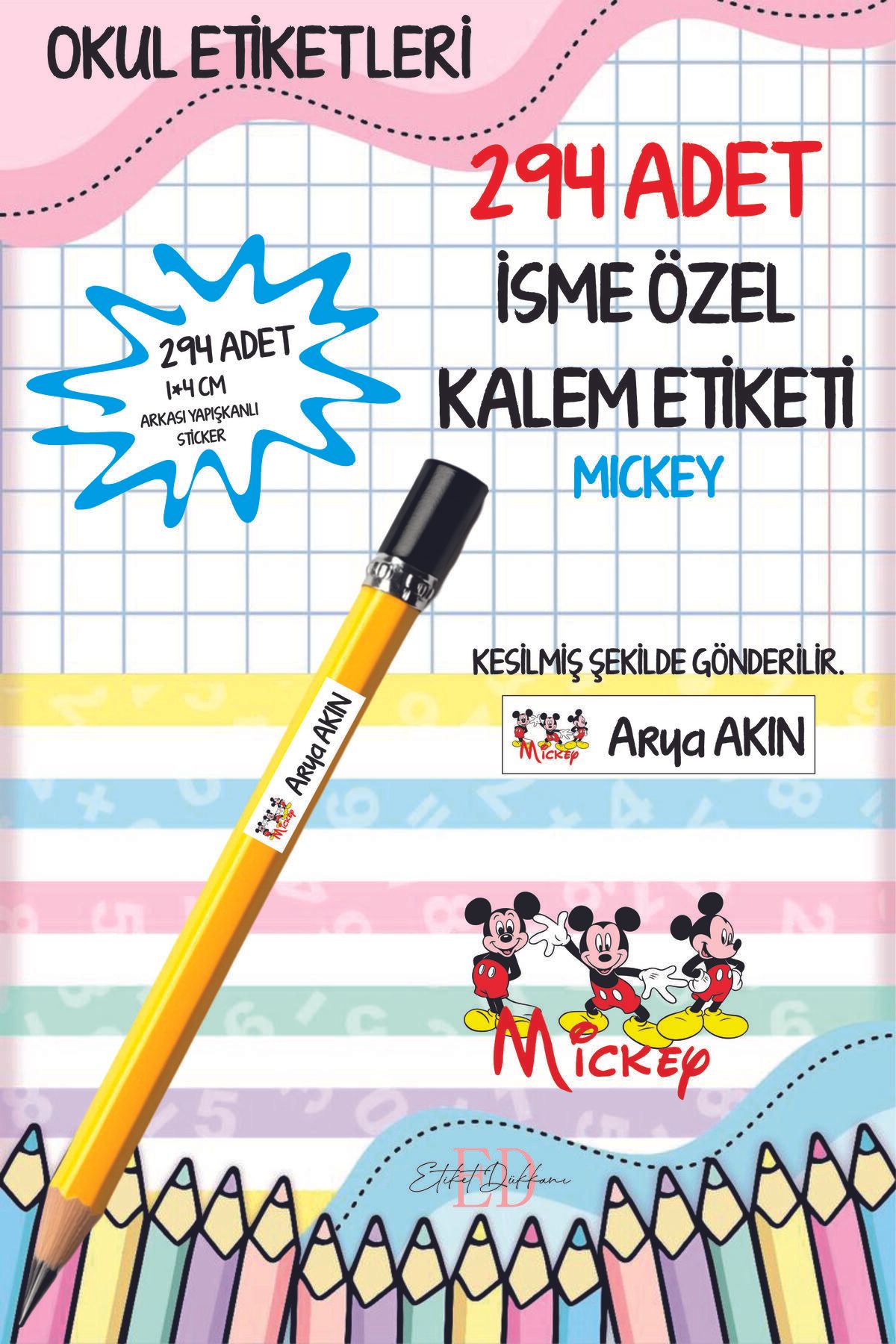 ETİKETİM Okul Etiketi Kalem Etiketi İsimli Kişiye Özel MİCKEY 294 ADET