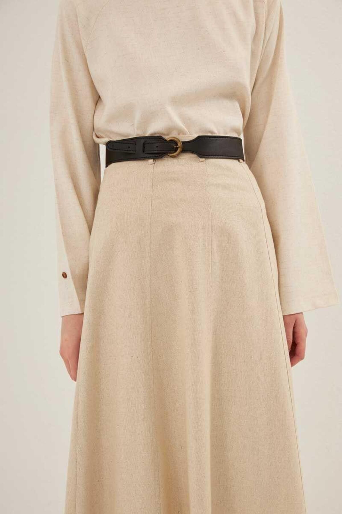 ALYOSHA FASHION Oval Tokalı Kemer Siyah