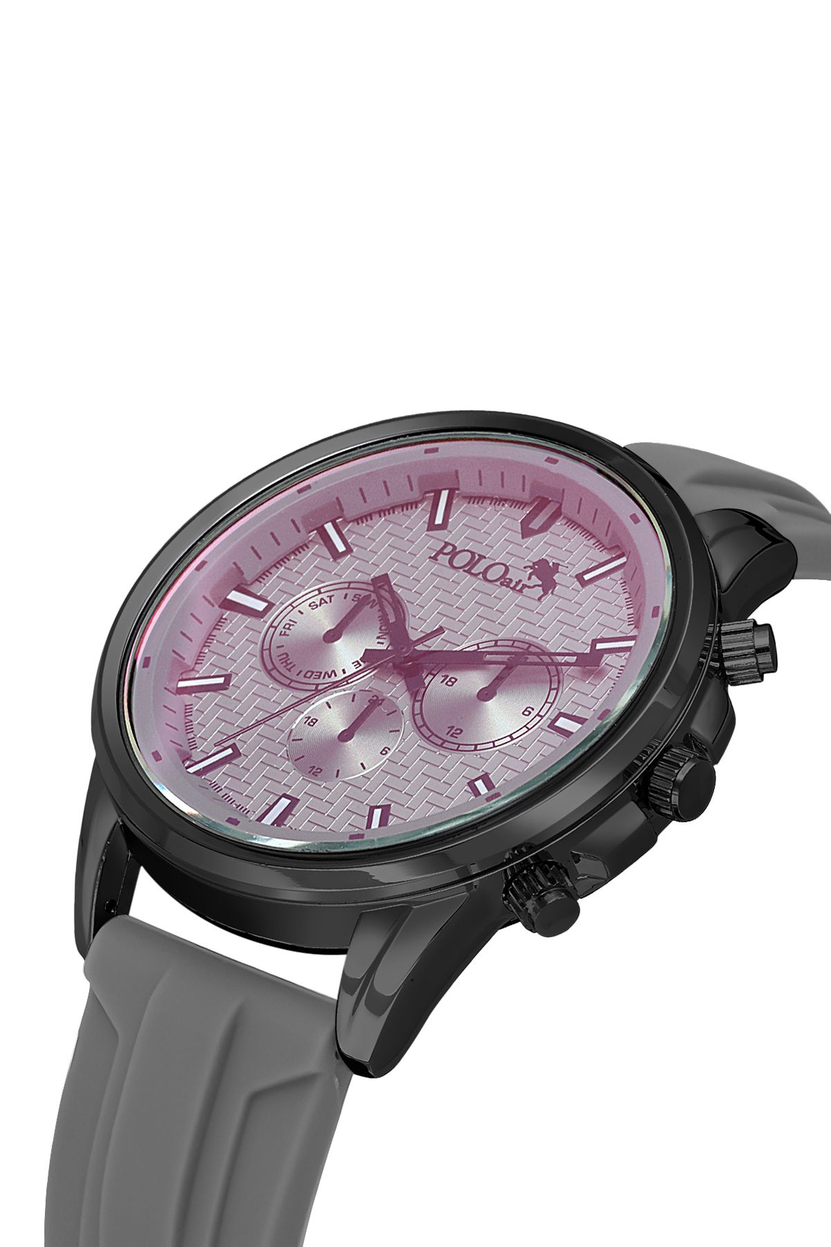 Polo Air Silikon Kordon Renkli Cam Erkek Kol Saati Gri Siyah Renk PL-0986E3x