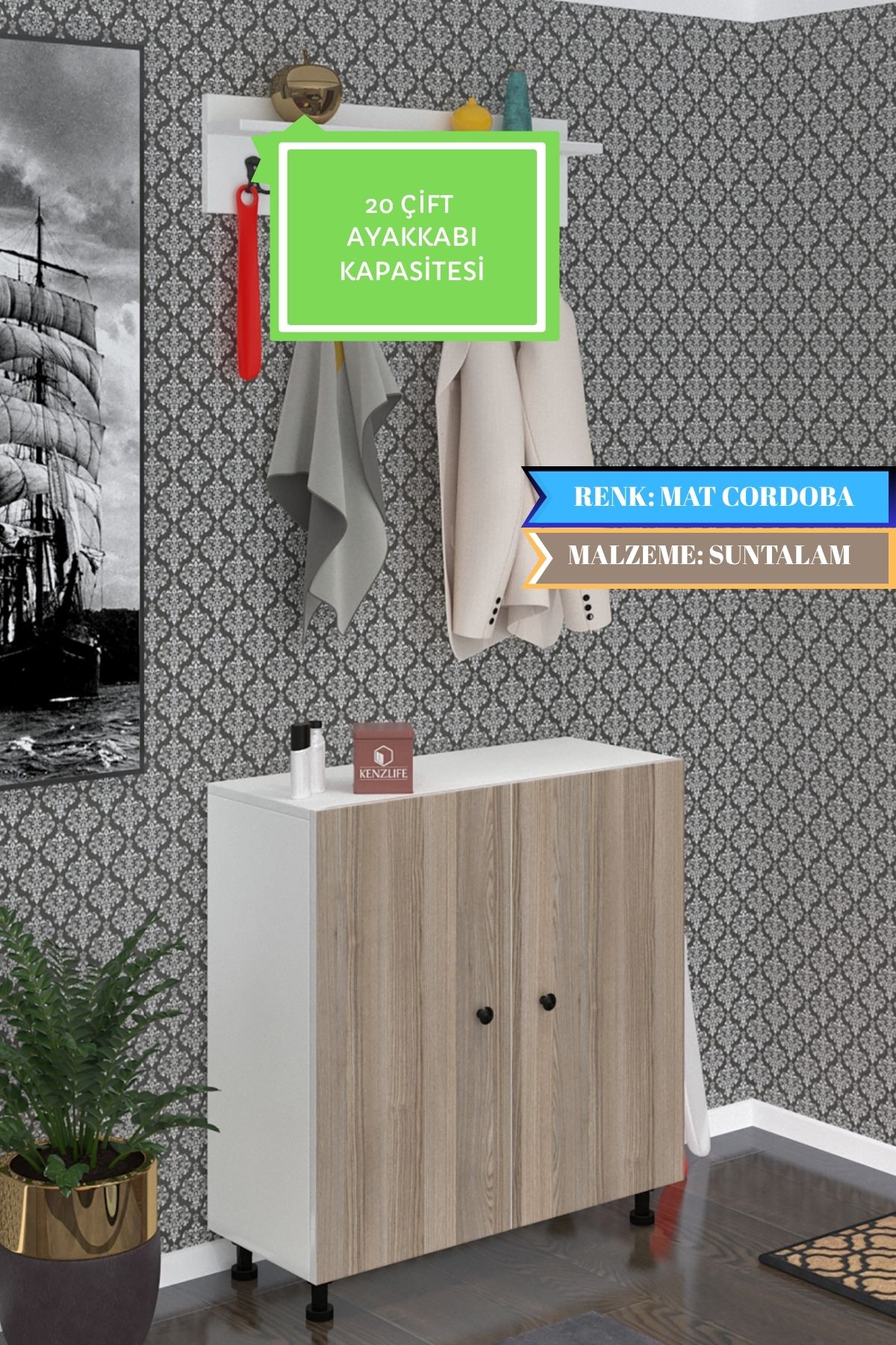 Kenzlife ayakkabılık galoş5 crdbyz 83*080*32 kapaklı 5 raflı 20 çift ayakkabı kapasitesi