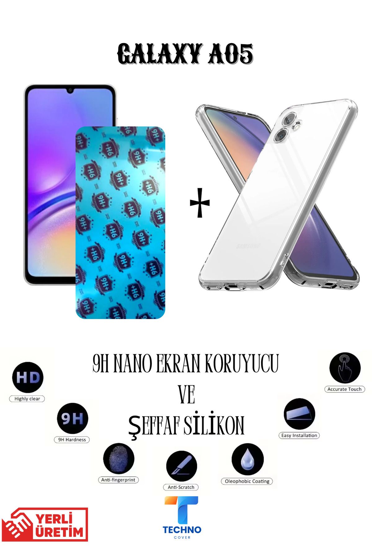 foxpower Samsung A05 Nano Ekran Koruyucu ve Şeffaf Kılıf 2li Avantajlı Paket