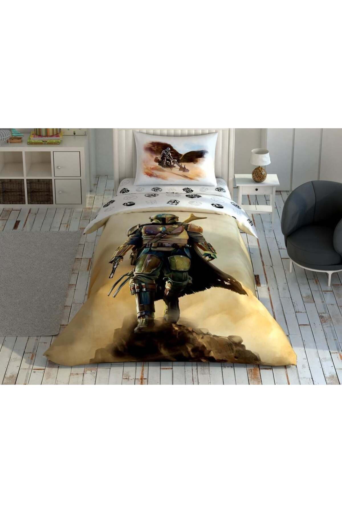swilex vTaç Lisanslı Tek Kişilik Nevresim Takımı yıldız Wars Mandalorian Dust Cloud