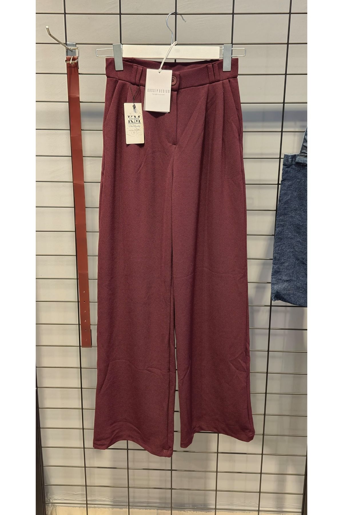 Key Denim KEMERLİ BAGGY KALIP KADIN KUMAŞ PANTOLON