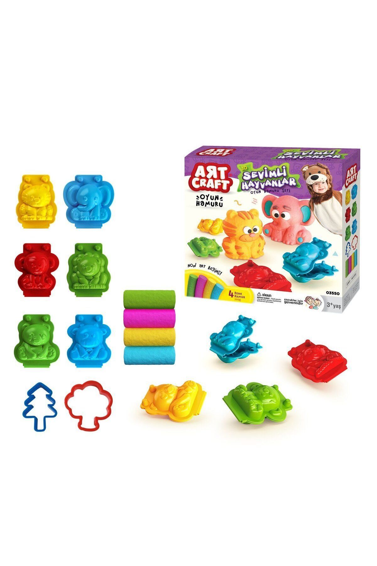 swilex 03550 Dede, 3D Hayvanlar Hamur Set 200 gr / +3 yaş