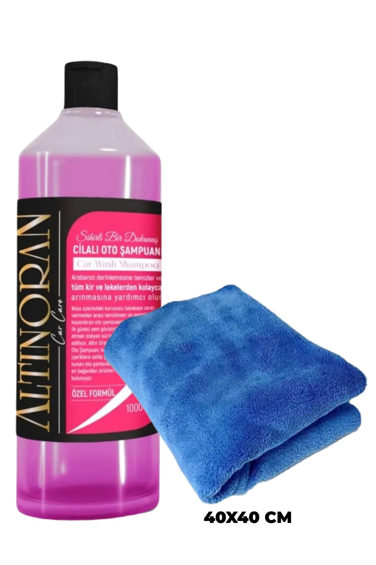 Altınoran Oto Yıkama ve Parlatma Seti | Cilalı Şampuan ve 40x40 Mikrofiber Cila Bezi