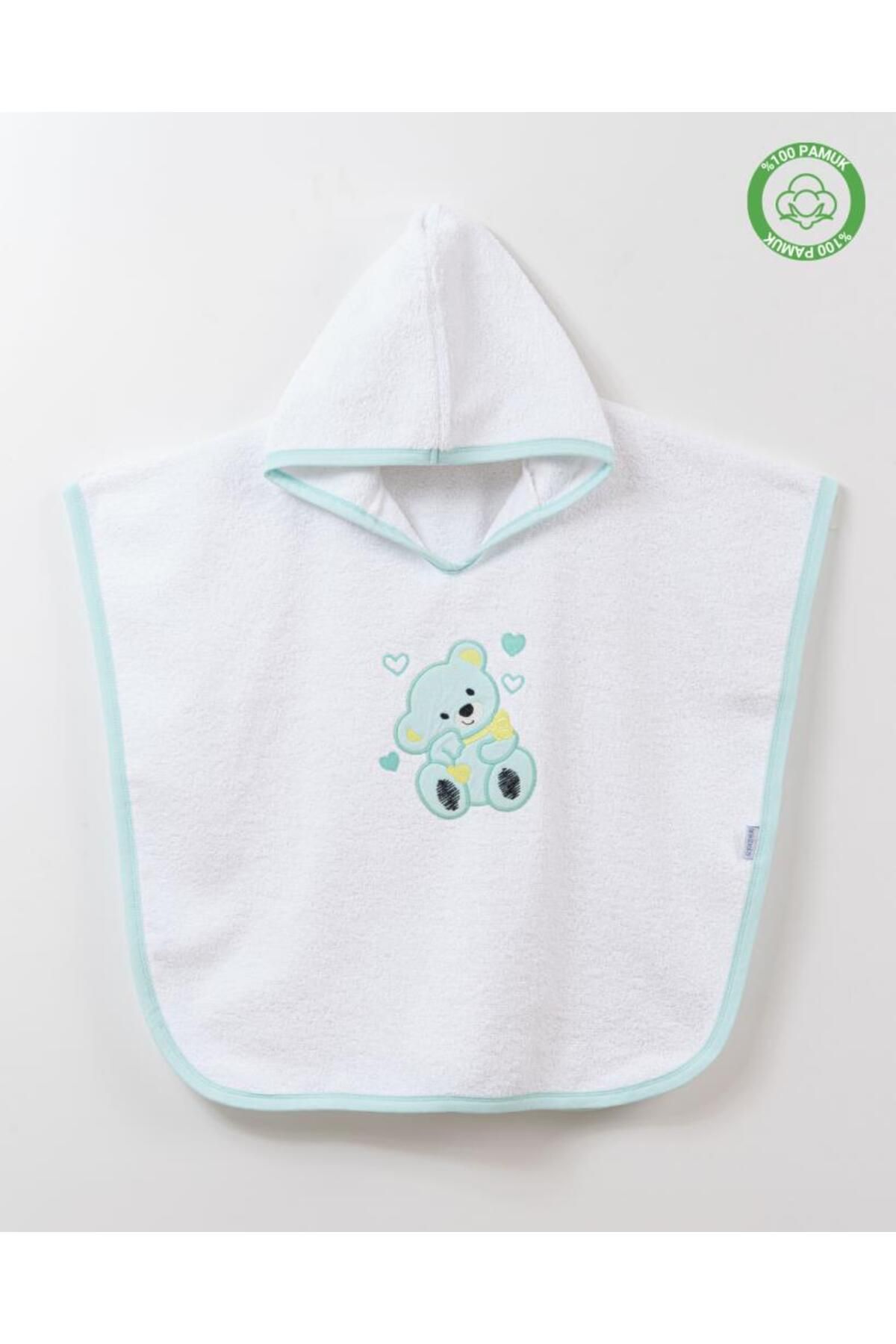 ankibaby Kalpli Ayıcık Panço Beyaz
