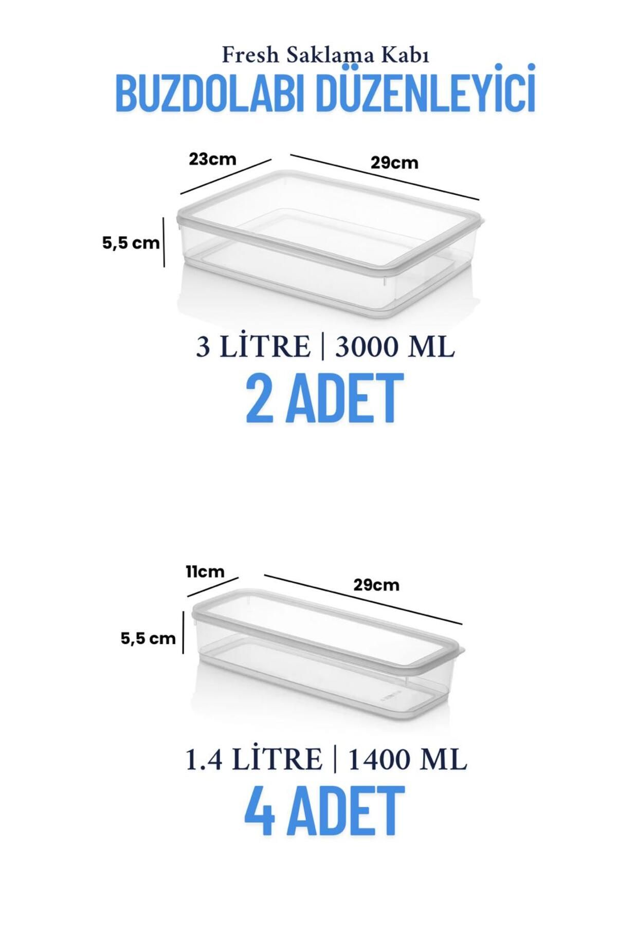 Espas Home-6-Piece Leakproof Freshbox Storage Container – Microwave and Refrigerator Compatible / 2X3000 ml - 4X1400 ml 5