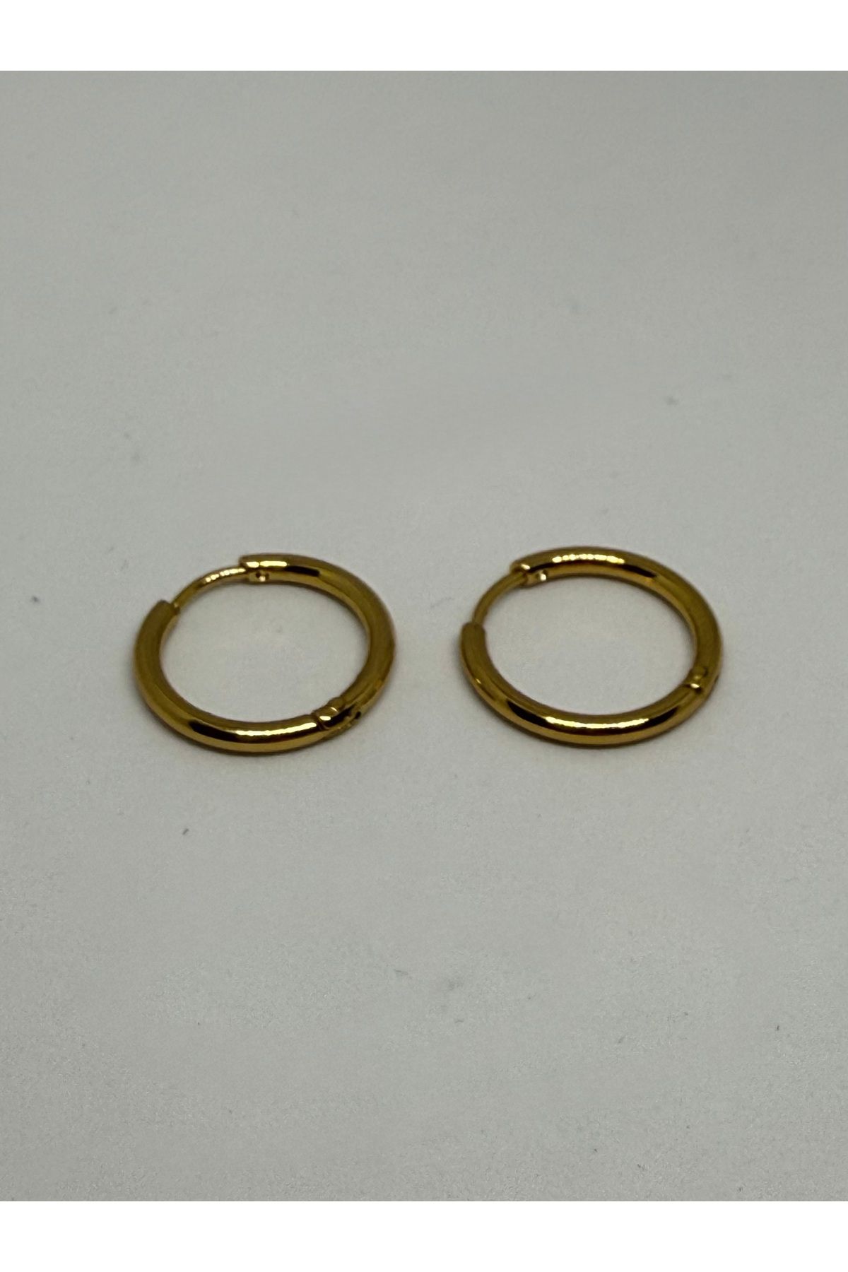 Gulsah's Store Çelik kalın gold ince büyük boy halka küpe