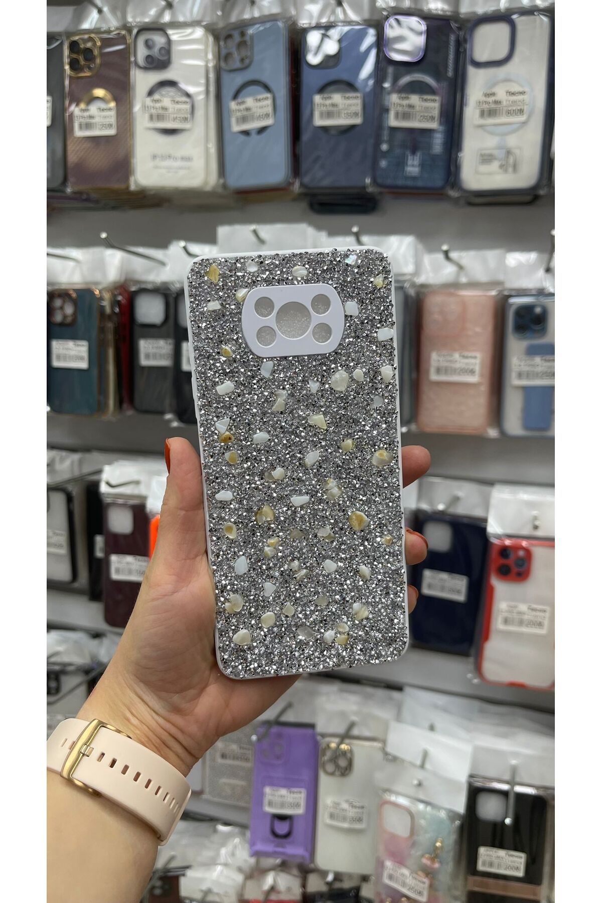 TECNOTREND Xiaomi Pocco x3/x3 Pro Uyumlu Kılıf Parlak Taşlı Tasarım Pırlanta Kapak