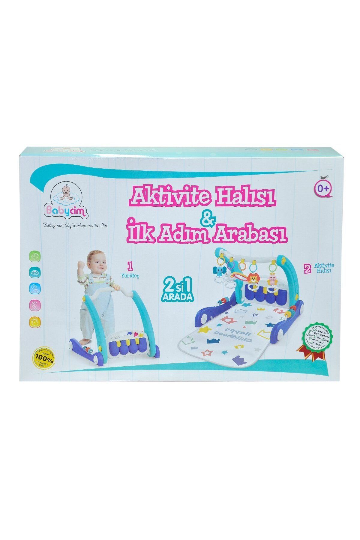 swilex E0633 Aktivite Halısı&İlk Adım Arabası 2IN1 -Mavi ,Birlik
