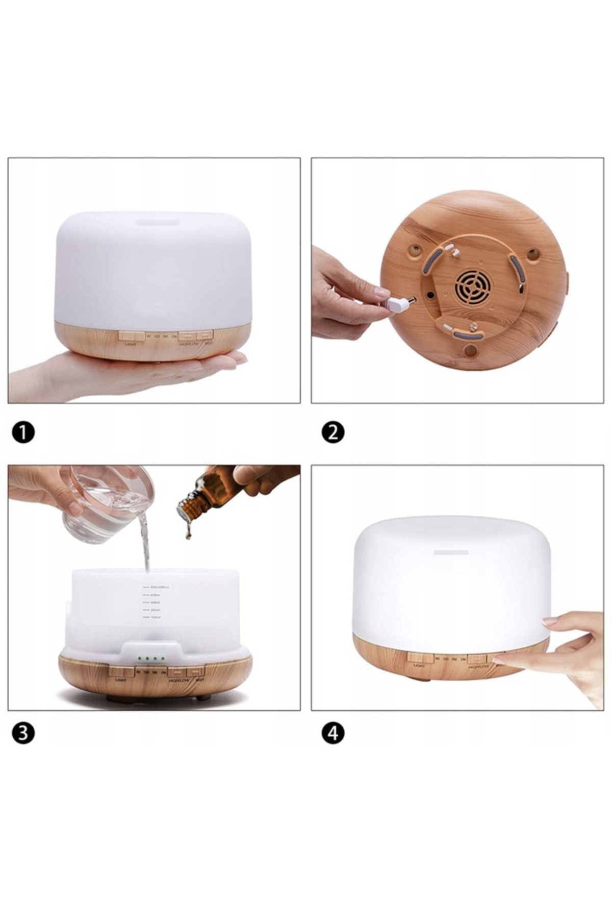 zola-4 in 1 humidifier, aroma diffuser, ionizer, multi-color lamp, remote control, 13x 10cm 13