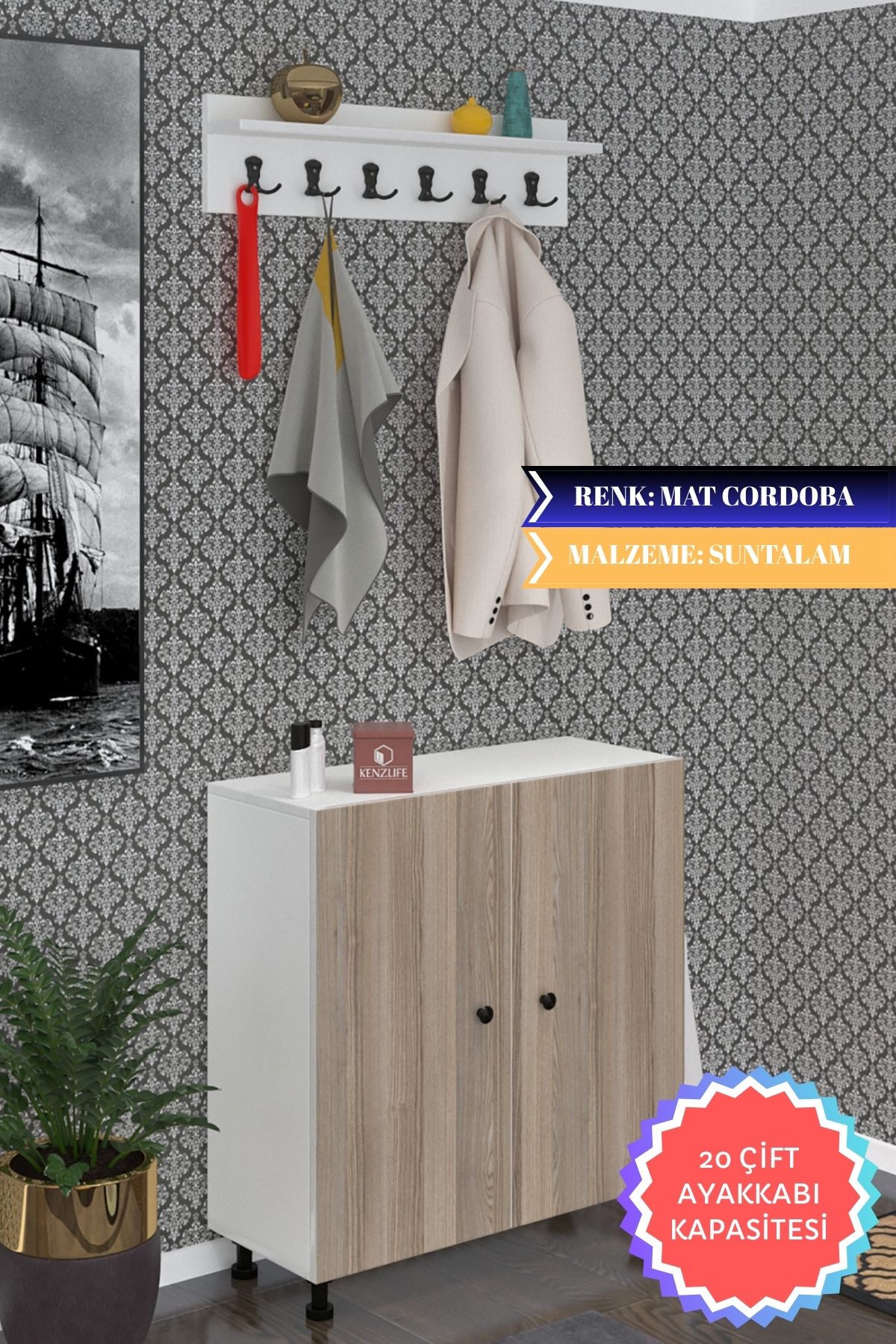 Kenzlife portmanto ayakkabılık ve askılık edik5 crdbyz 83*080*32 yirmi çift ayakkabı kapasitesi