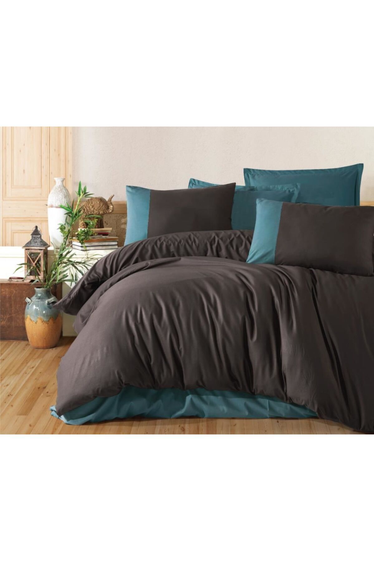 swilex + Butik Serisi Çift Kişilik Nevresim Takımı Pure V5 Antrasit