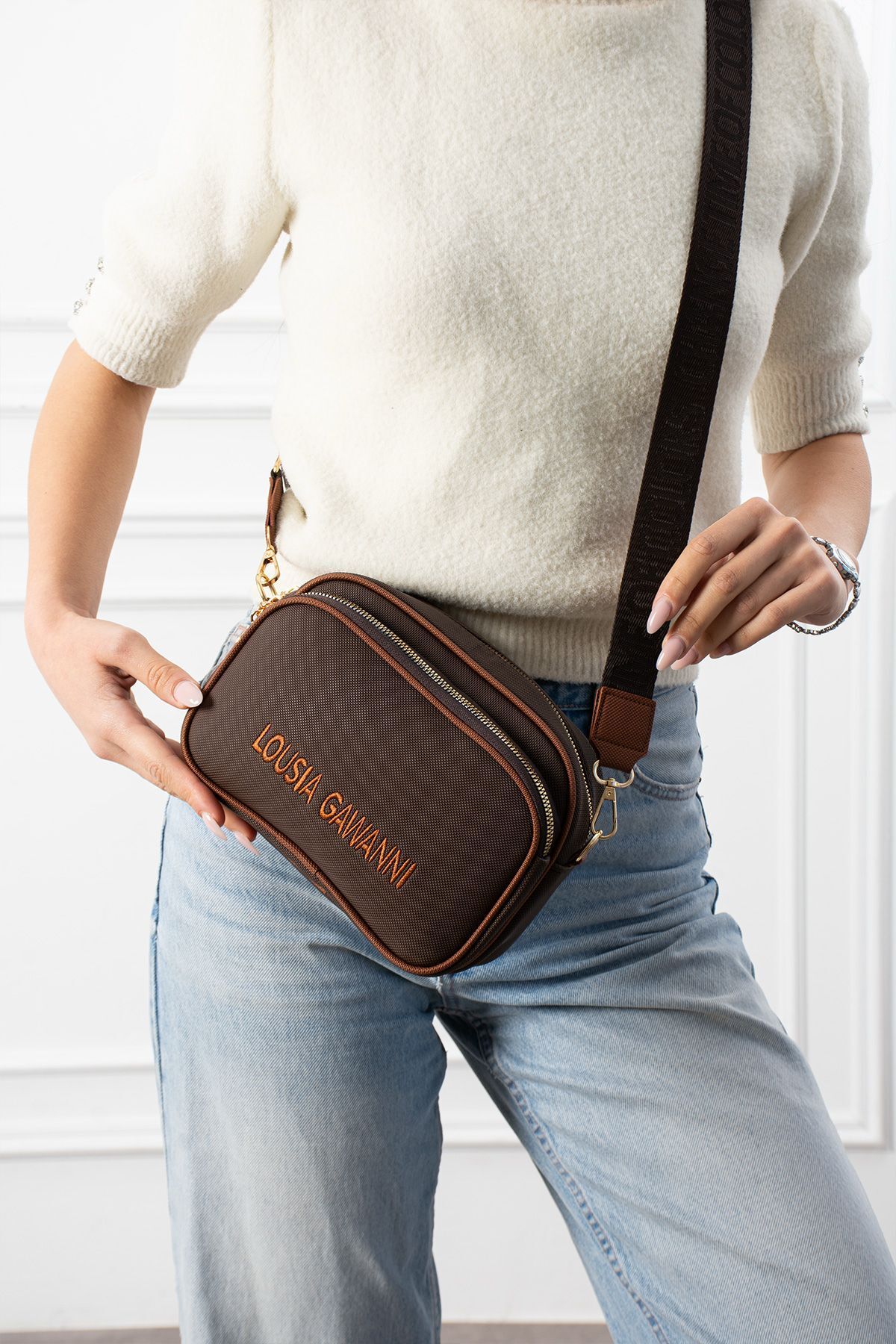 Givenza 3 Bölmeli Astarlı Kadın Çapraz Çanta