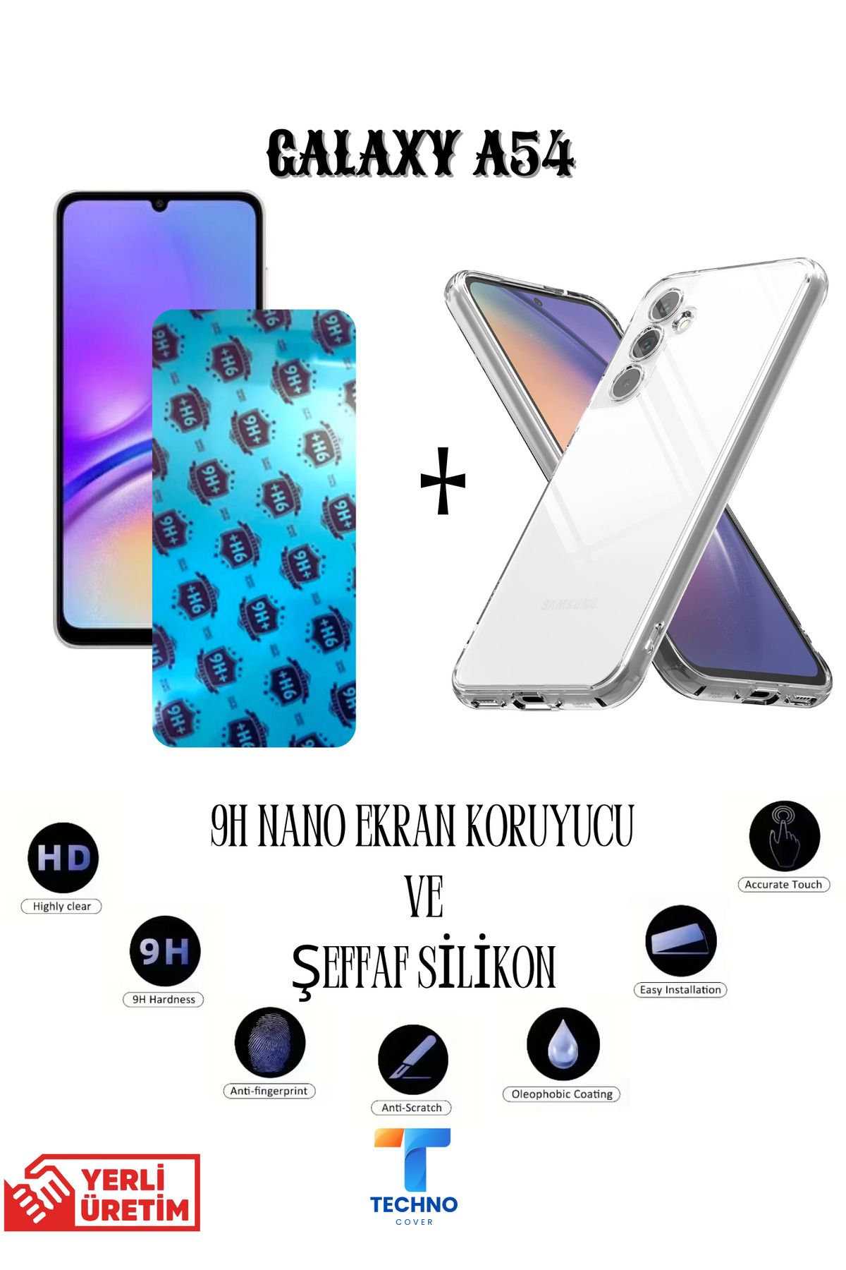 foxpower Samsung A54 Nano Ekran Koruyucu ve Şeffaf Kılıf 2li Avantajlı Paket