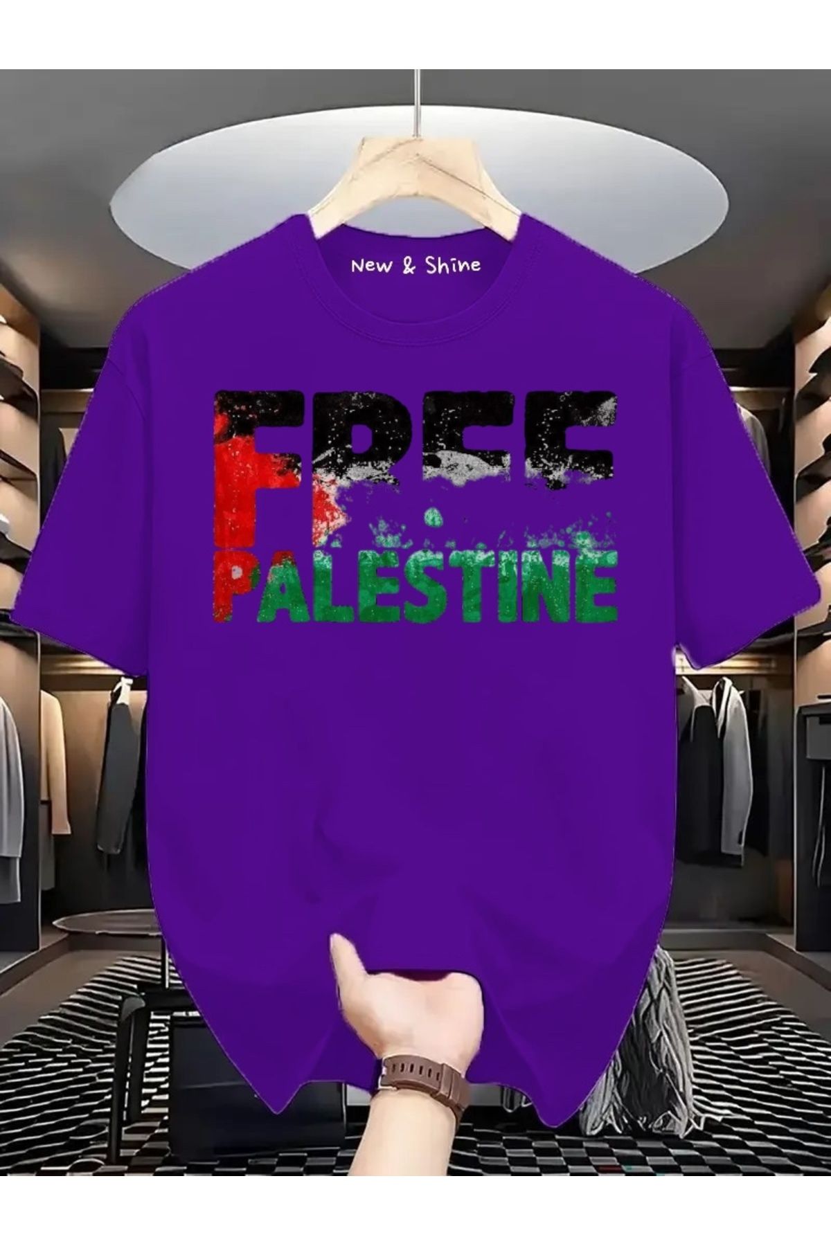 New Shine Free Filistin Baskılı Oversize T-Shirt