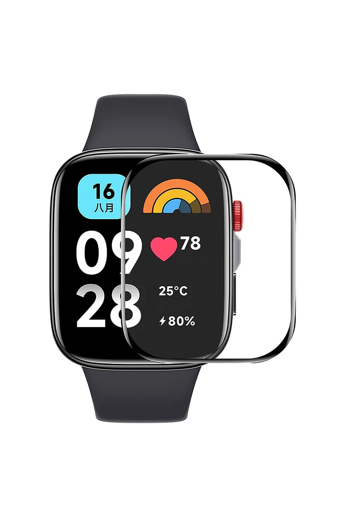 Forzacase Huawei Watch Fit 4 için Çerçeveli Tam Kaplayan 3D Pet Ekran Koruyucu Film - FC016