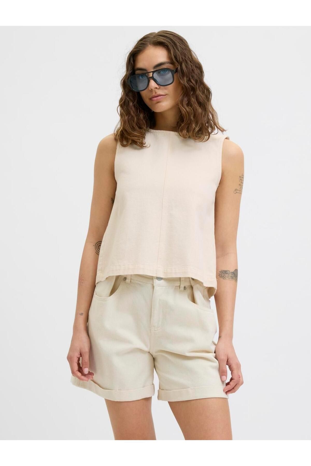 Jack & Jones Kadin Sirt Detayli Denim Bluz - Dora