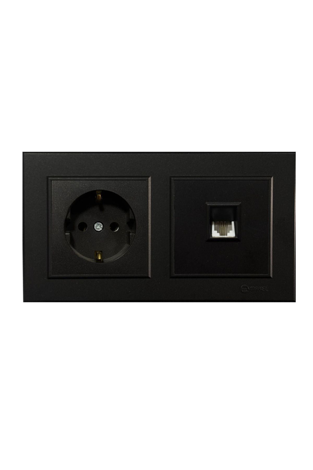 MAKEL-Karea Black Set of 2 Grounded Socket + Numeris Telephone Socket Cat3 1
