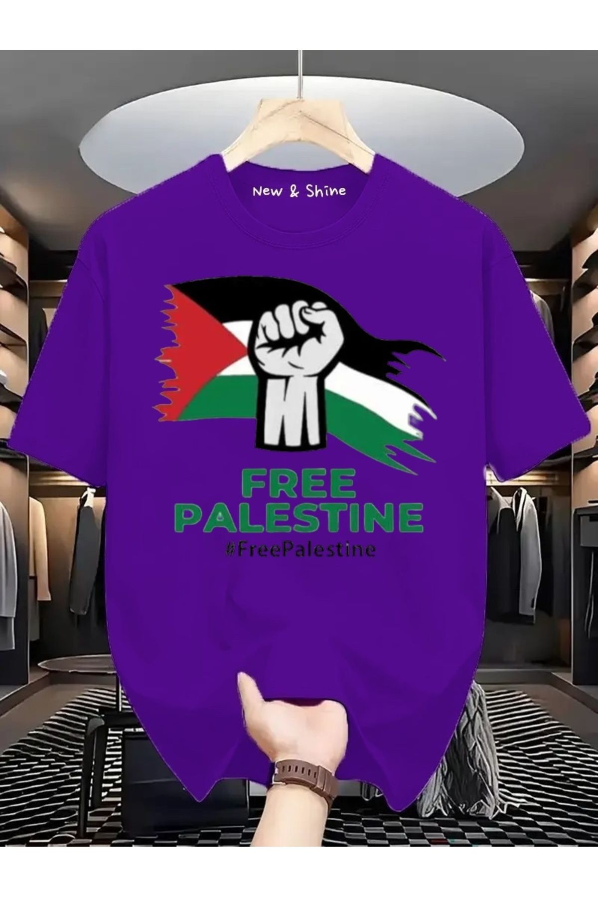 New Shine Free Filistin Baskılı Oversize T-Shirt