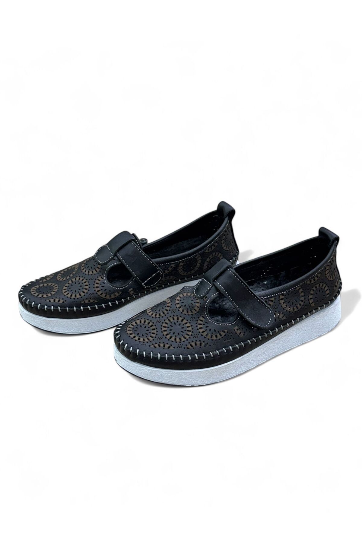 PATRON SHOES Hakiki Deri Ortopedik Taban Cırtlı Kadın Ayakkabı