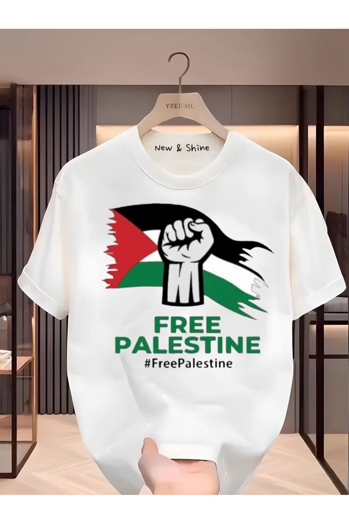 New Shine Free Filistin Baskılı Oversize T-Shirt