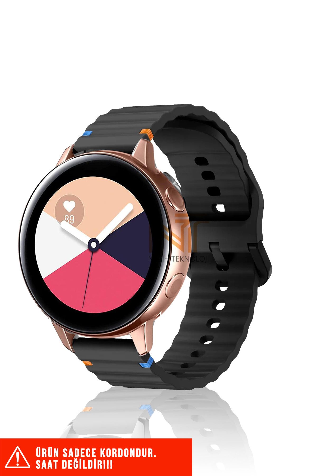 Nezih Case Samsung Galaxy Watch Active / Galaxy Watch Active 2 40/44mm Uyumlu Wave Silikon Kordon 20mm