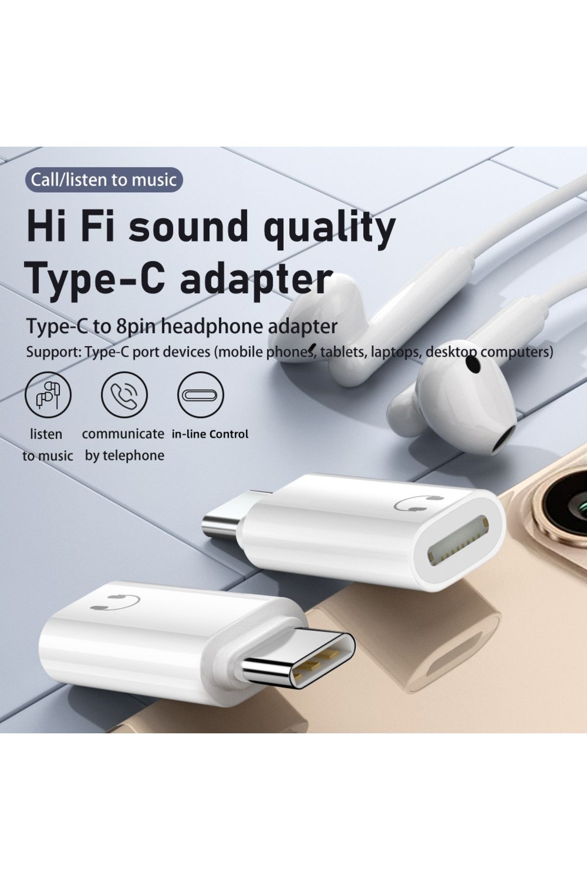 LivX USB-C - 8Pin (Lightning) Kulaklık Adaptörü | Hi-Fi Ses Kalitesi | Mikrofon ve Kumanda Destekli