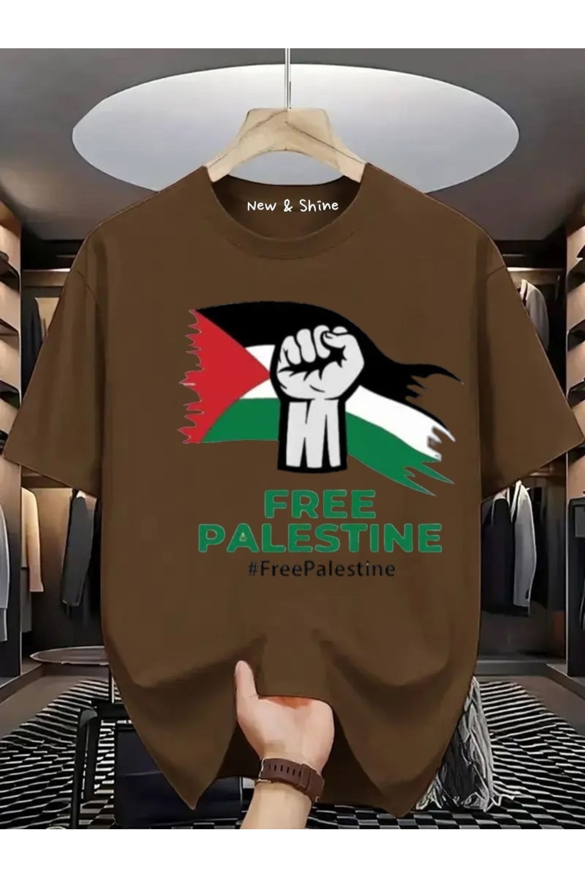 New Shine Free Filistin Baskılı Oversize T-Shirt