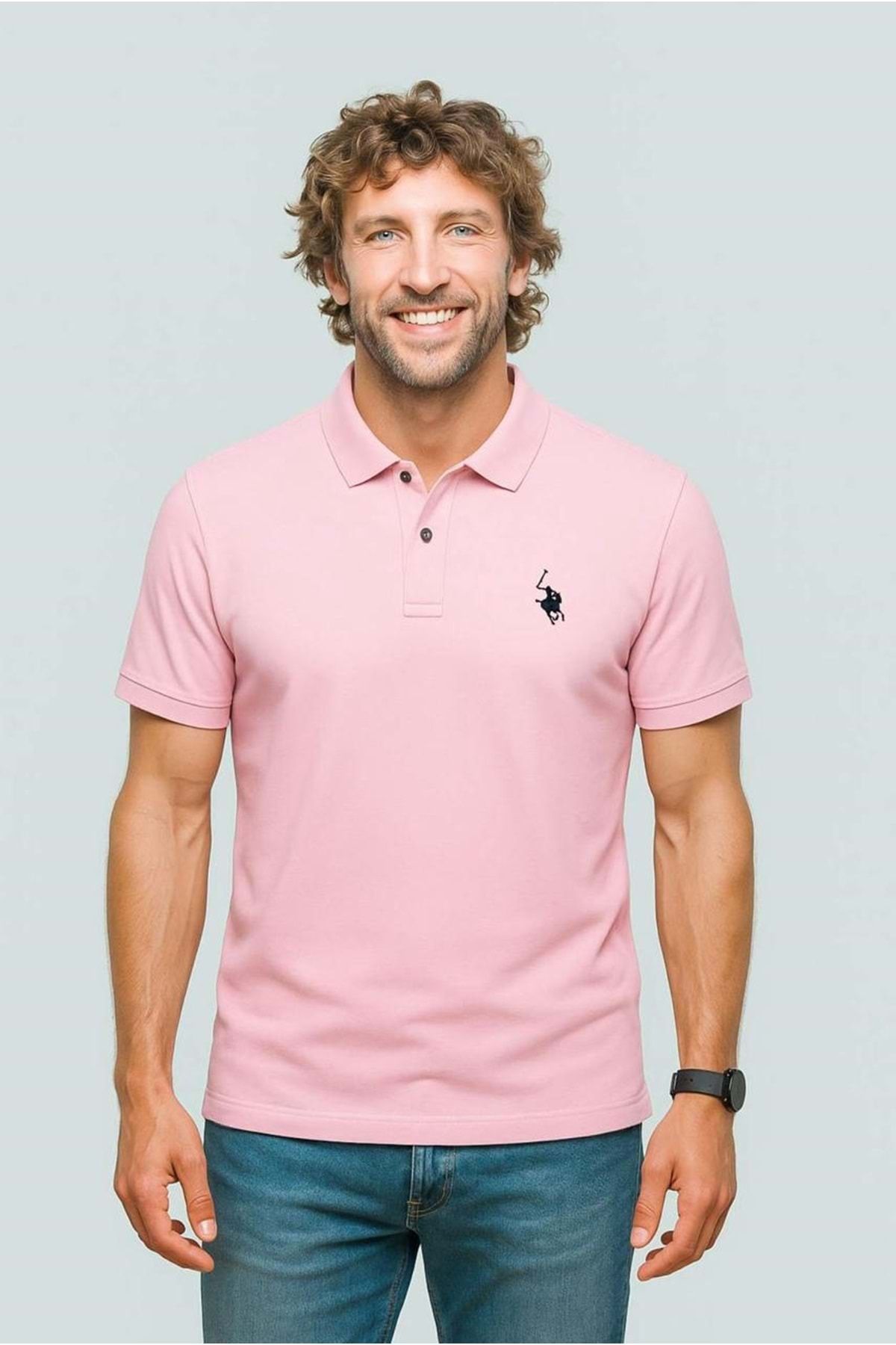 Polo Republica & CO . PİKE KUMAŞ POLO YAKA T-SHİRT PEMBE