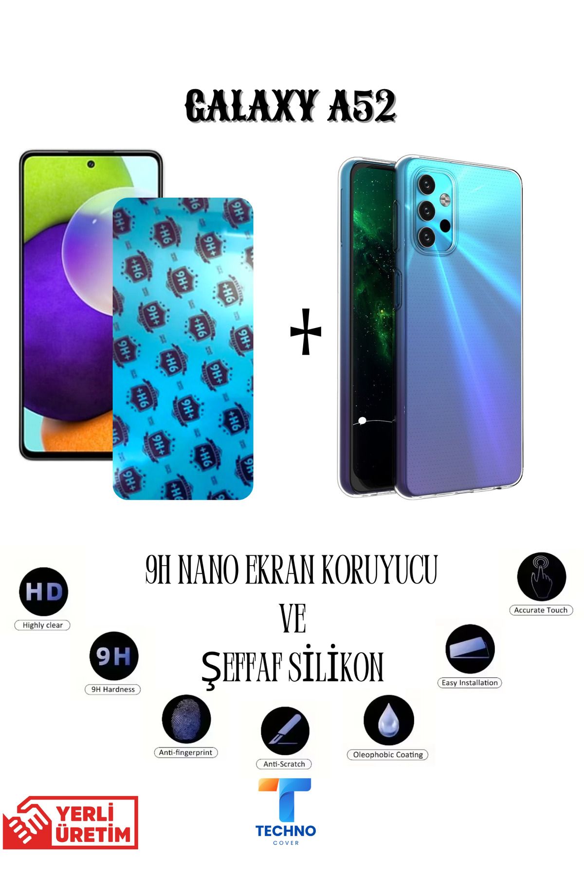 foxpower Samsung A52 Nano Ekran Koruyucu ve Şeffaf Kılıf 2li Avantajlı Paket