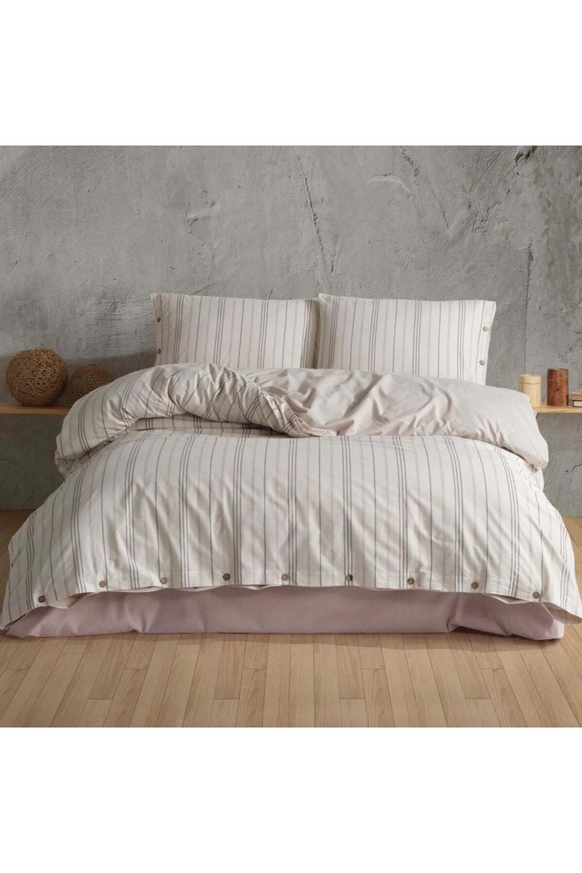 swilex + Butik Native Serisi Çift Kişilik Nevresim Takımı Etre V1 Bej