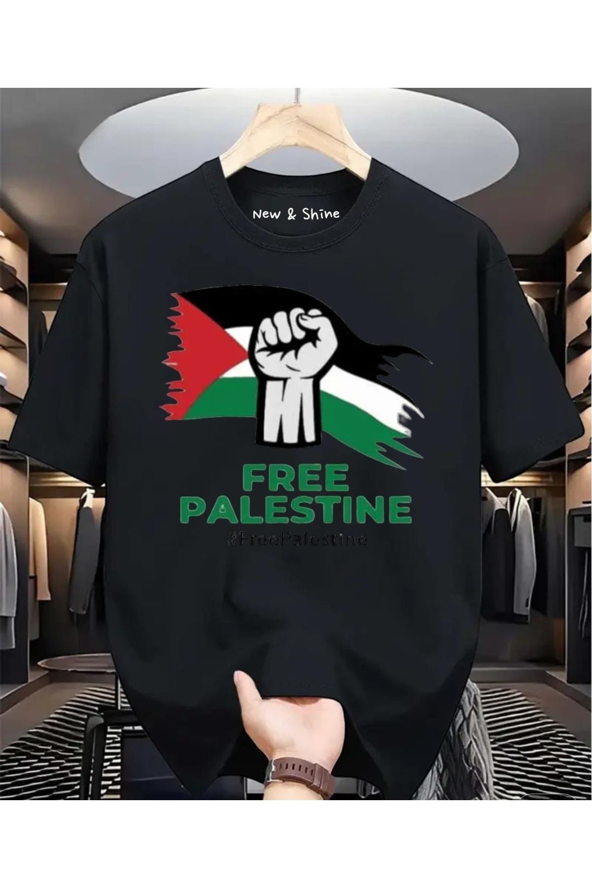 New Shine Free Filistin Baskılı Oversize T-Shirt