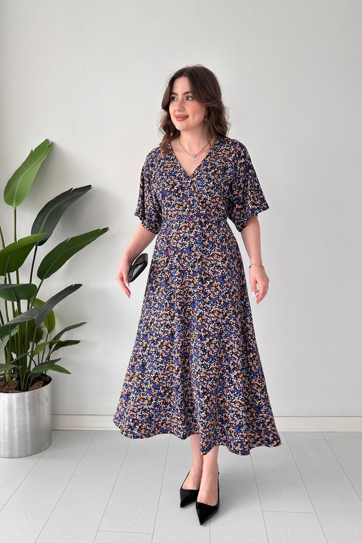 MaziButik Çıtır Gofre Elbise Mavi