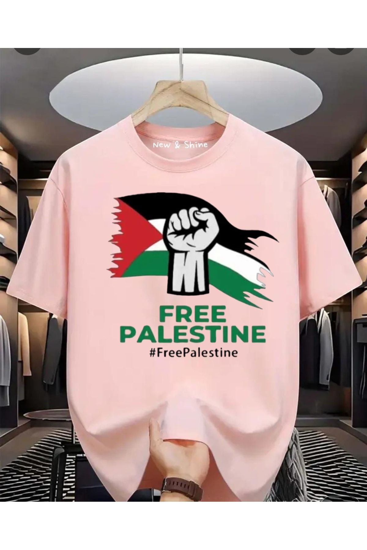 New Shine Free Filistin Baskılı Oversize T-Shirt